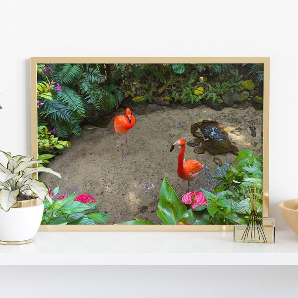 Flamingos and flower digital wall art third picture