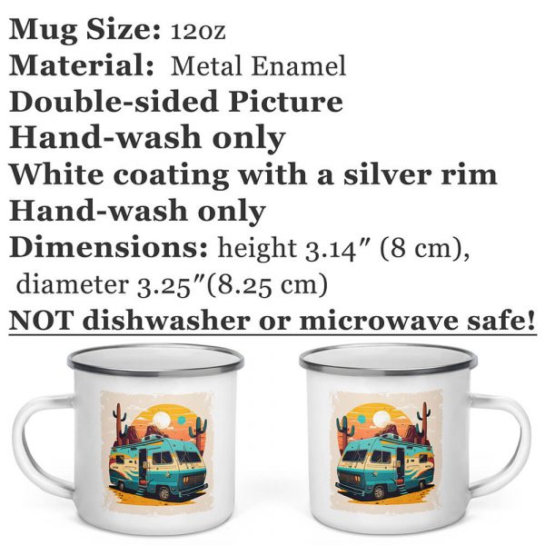 Camper Van Enamel Metal Mug Description Image